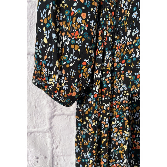 Croft And Barrow Floral Maxi Dress Pockets Smocked Whimsigoth Fairy Peasant L - Picture 4 of 7